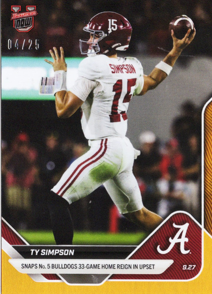 2025-topps-bowman-u-now-ty-simpson-22-orange-foil-25-alabama-crimson-tide-rookie-rc-football-card