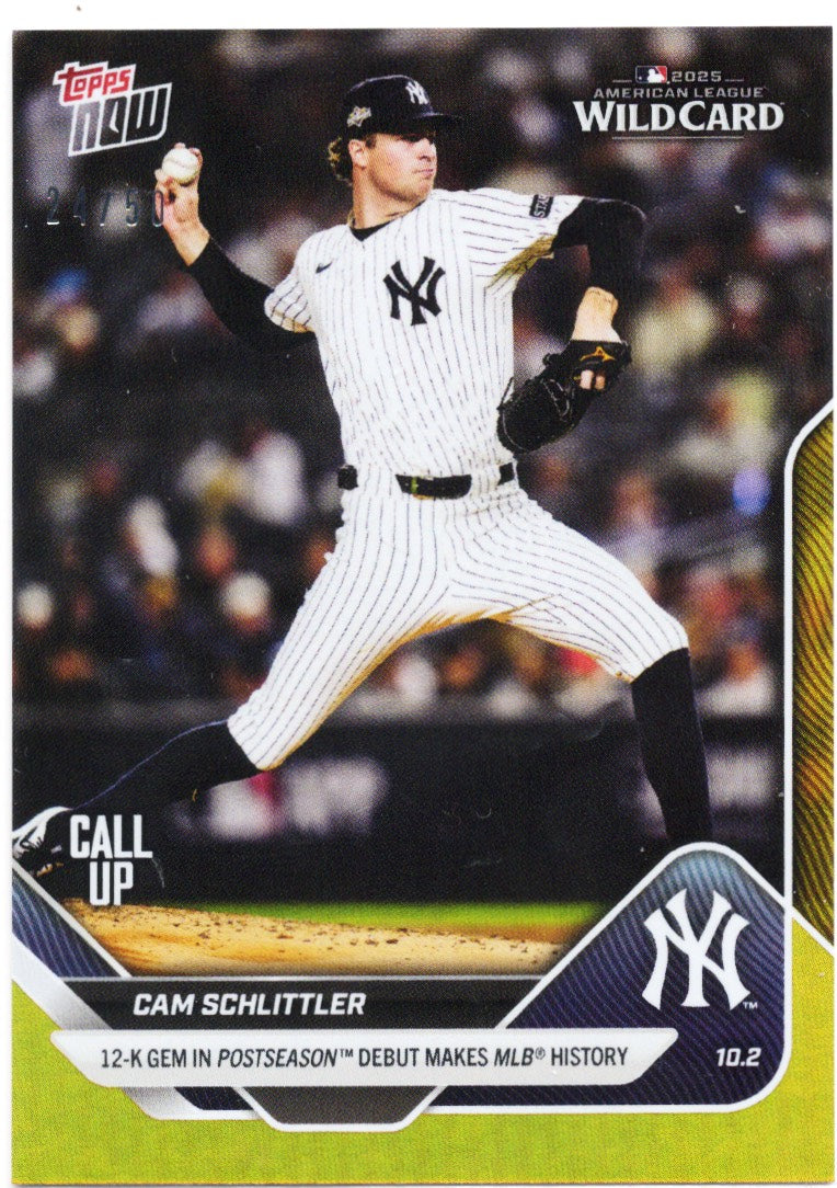2025-topps-now-cam-schlittler-817-gold-foil-50-new-york-yankees-rookie-rc-baseball-card