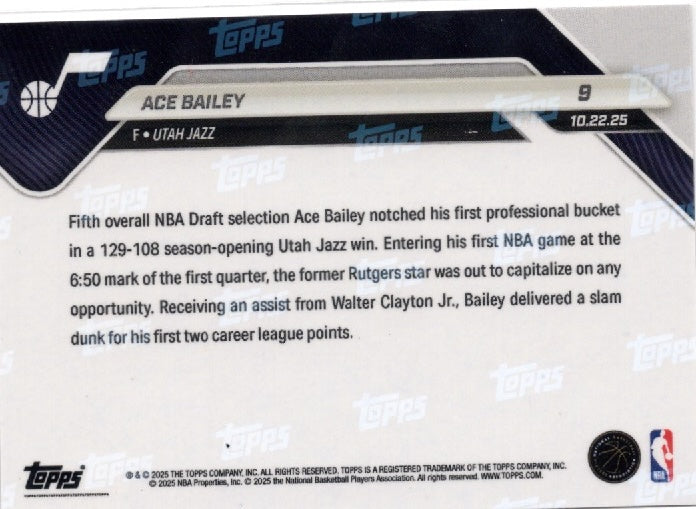 2025-topps-now-ace-bailey-9-gold-foil-50-utah-jazz-rookie-rc-basketball-card