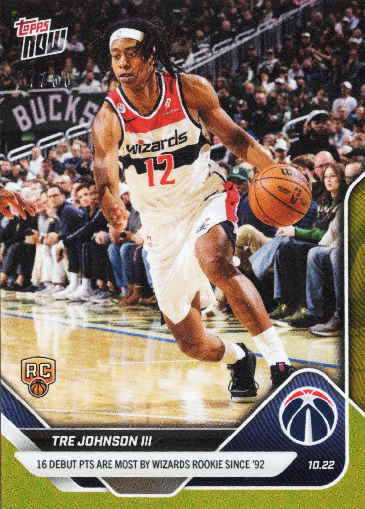 2025-topps-now-tre-johnson-14-gold-foil-50-washington-wizards-rookie-rc-basketball-card