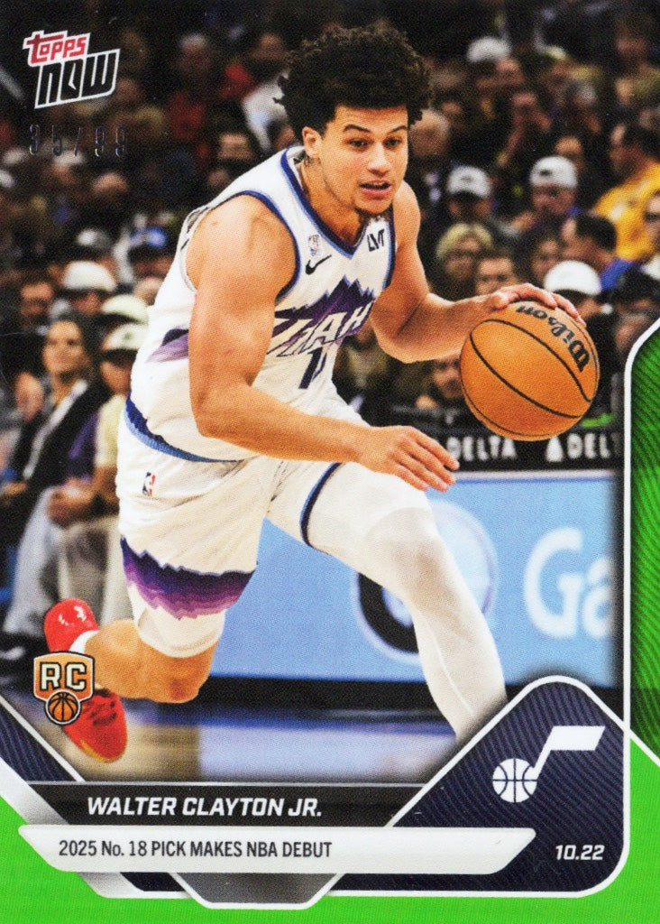 2025-topps-now-walter-clayton-jr-16-green-foil-99-utah-jazz-rookie-rc-basketball-card