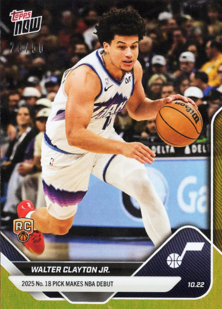 2025-topps-now-walter-clayton-jr-16-gold-foil-50-utah-jazz-rookie-rc-basketball-card