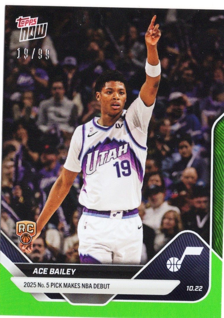 2025-topps-now-ace-bailey-9-green-foil-99-utah-jazz-rookie-rc-basketball-card