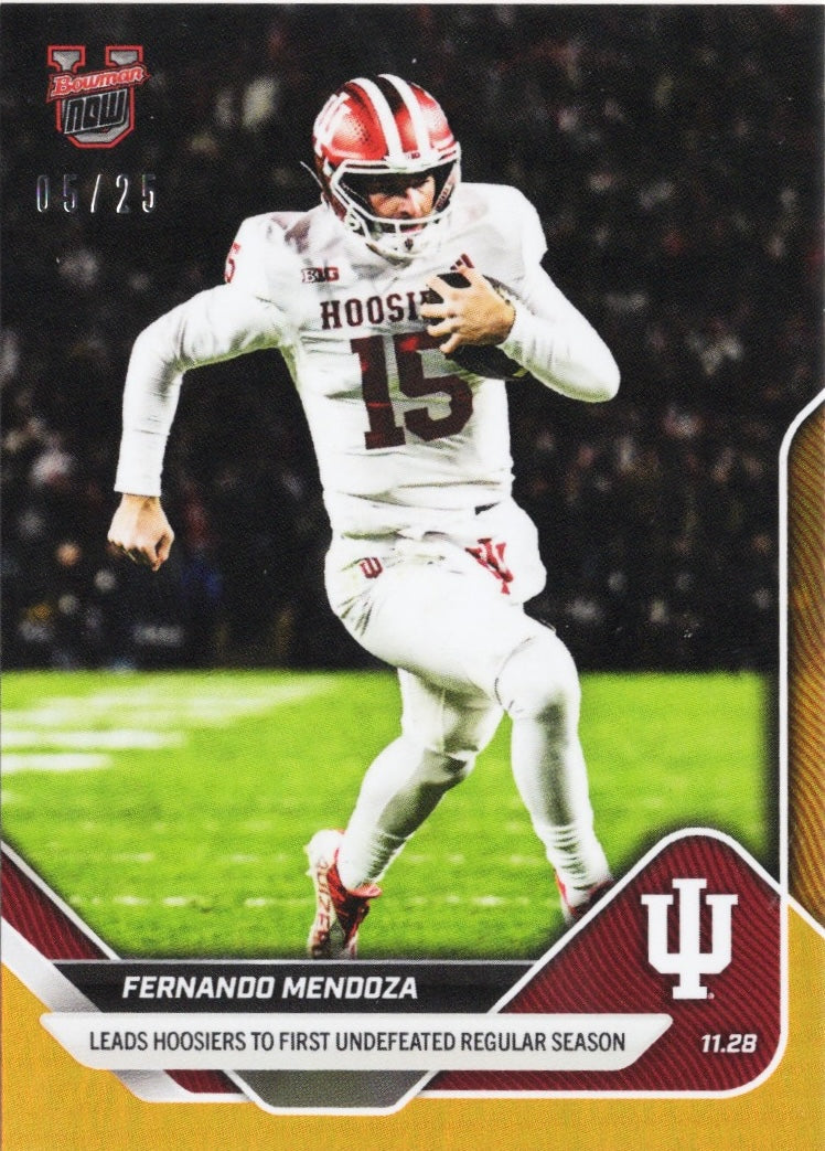 2025-topps-bowman-u-now-fernando-mendoza-52-orange-foil-25-indiana-hoosiers-rookie-rc-football-card