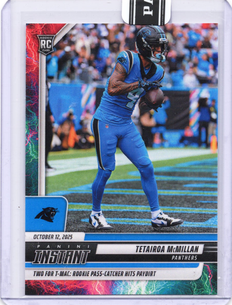 2025-panini-instant-tetairoa-mcmillan-143-lightning-5-carolina-panthers-rookie-rc-football-card