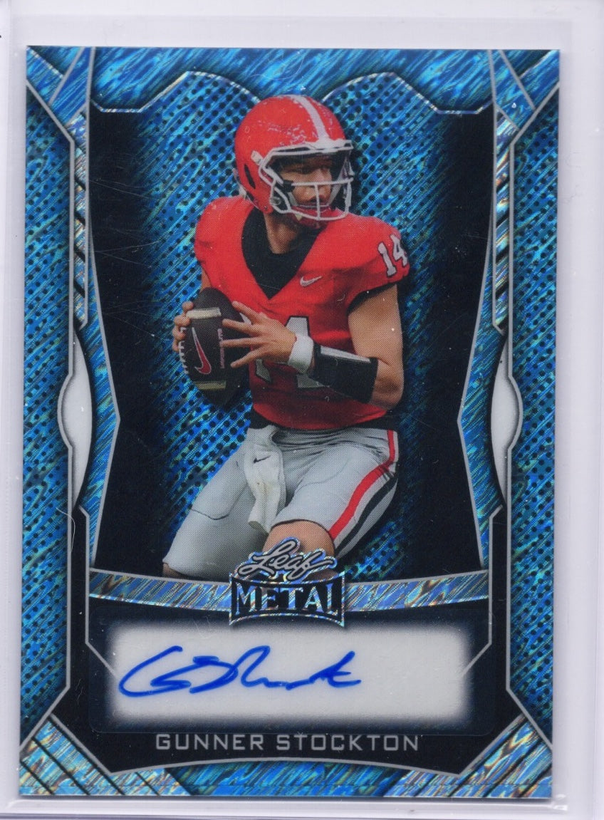 2025-leaf-metal-gunner-stockton-mags1-light-blue-shimmer-auto-35-georgia-bulldogs-rookie-rc-football-card
