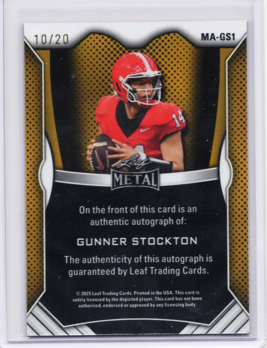 2025-leaf-metal-gunner-stockton-mags1-pink-ice-auto-20-georgia-bulldogs-rookie-rc-football-card