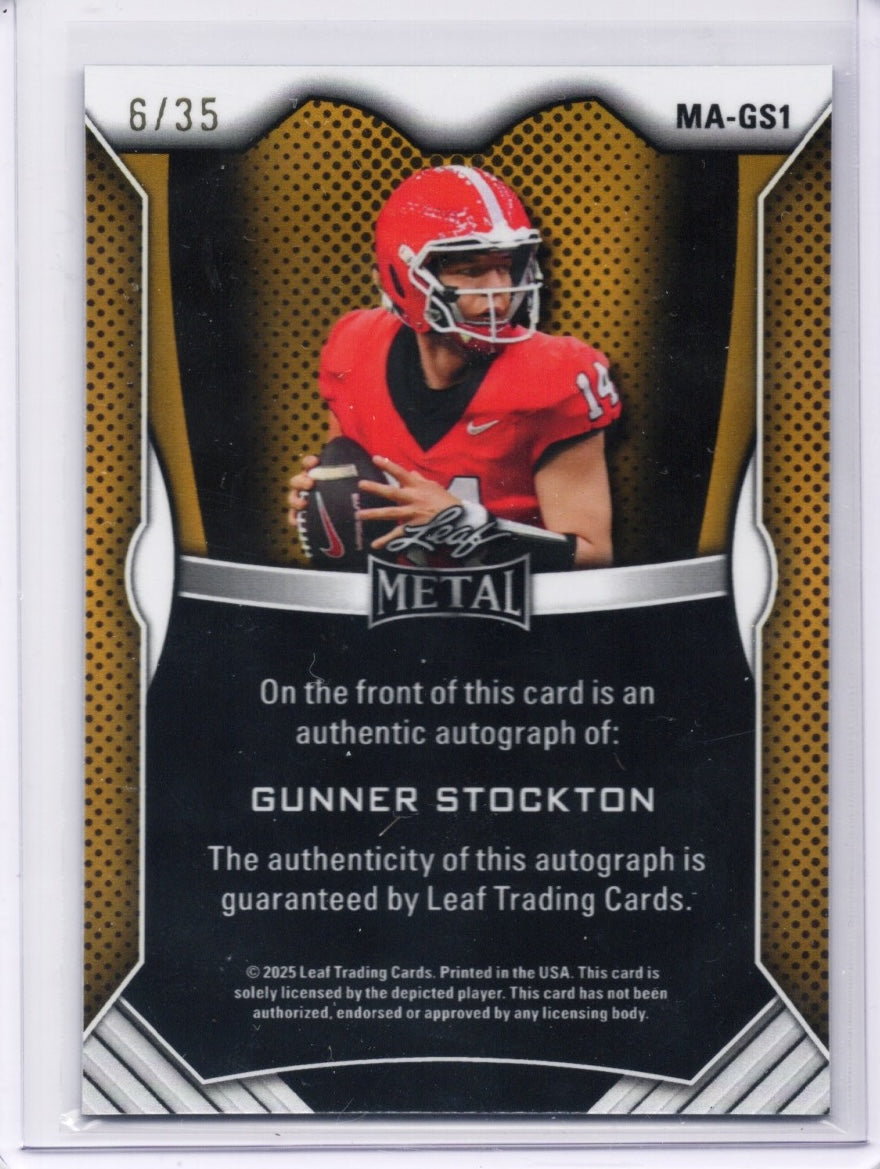 2025-leaf-metal-gunner-stockton-mags1-light-blue-shimmer-auto-35-georgia-bulldogs-rookie-rc-football-card