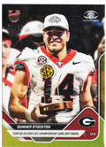 2025-topps-bowman-u-now-gunner-stockton-57-gold-foil-50-georgia-bulldogs-rookie-rc-football-card