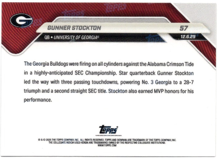 2025-topps-bowman-u-now-gunner-stockton-57-orange-foil-25-georgia-bulldogs-rookie-rc-football-card
