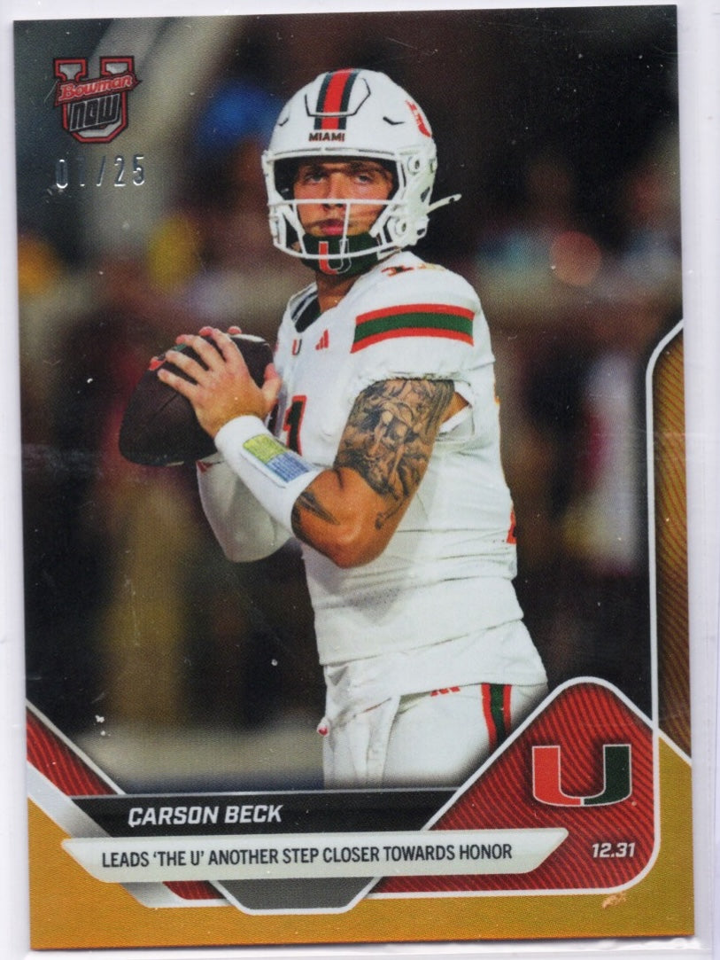 2025-topps-bowman-u-now-carson-beck-63-orange-foil-25-miami-hurricanes-rookie-rc-football-card