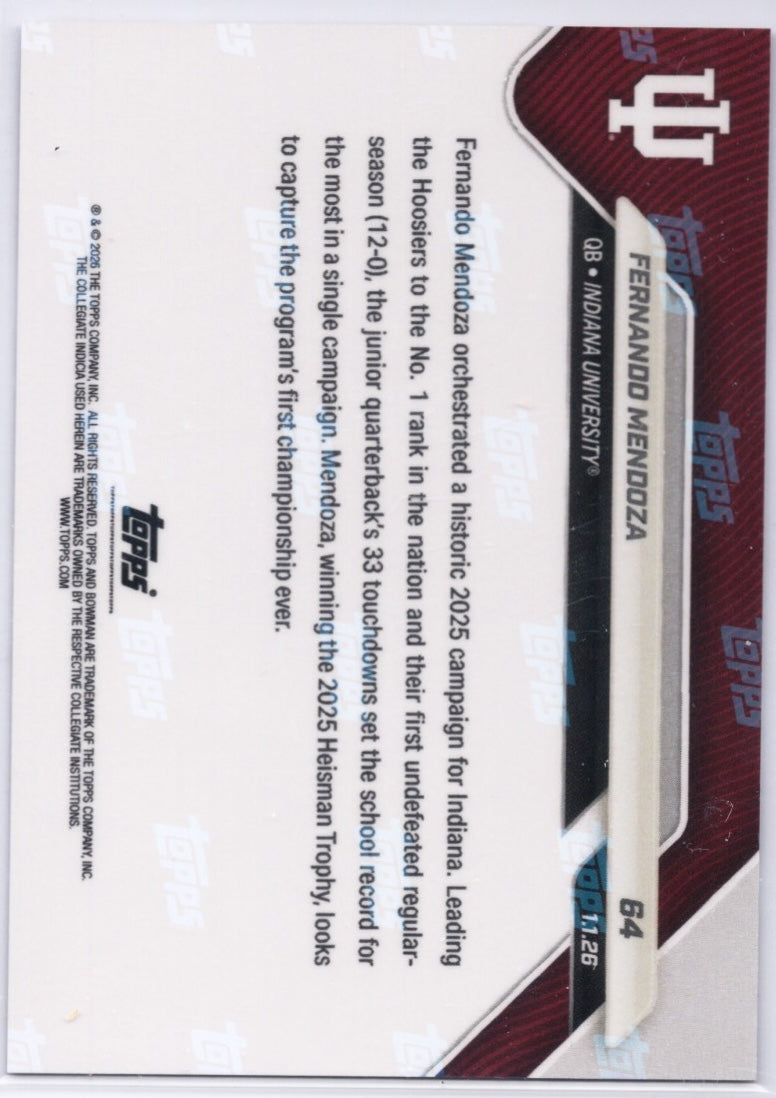 2025-topps-bowman-u-now-fernando-mendoza-64-gold-foil-50-indiana-hoosiers-rookie-rc-football-card