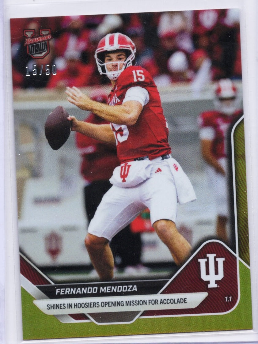 2025-topps-bowman-u-now-fernando-mendoza-64-gold-foil-50-indiana-hoosiers-rookie-rc-football-card