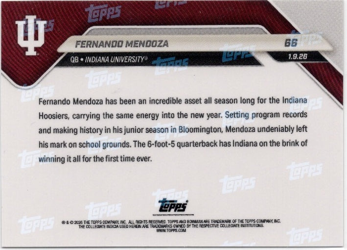 2025-topps-bowman-u-now-fernando-mendoza-66-gold-foil-50-indiana-hoosiers-rookie-rc-football-card