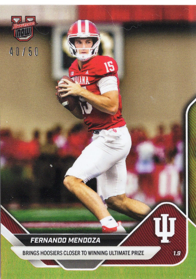 2025-topps-bowman-u-now-fernando-mendoza-66-gold-foil-50-indiana-hoosiers-rookie-rc-football-card