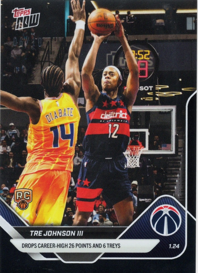 2025-topps-now-tre-johnson-140-black-foil-10-washington-wizards-rookie-rc-basketball-card
