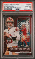 Graded 2022 Panini Donruss Optic Brock Purdy #RGK2 Rookie Gridiron Kings RC Football Card PSA 10 Gem Mint