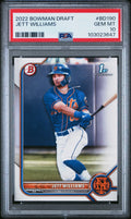 Graded 2022 Topps Bowman Draft Jett Williams #BD190 Rookie RC Baseball Card PSA 10 Gem Mint