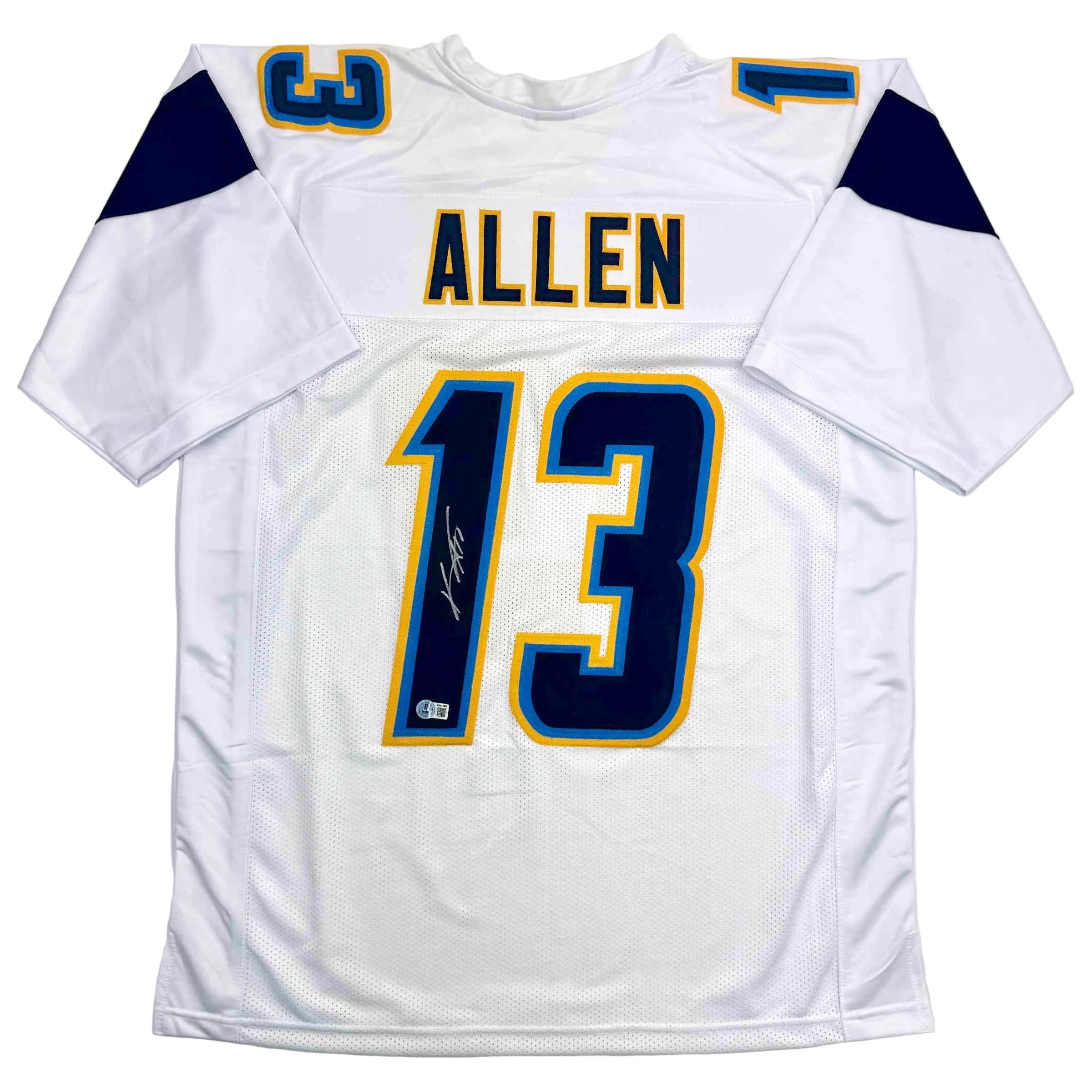 autographed-signed-keenan-allen-los-angeles-la-white-football-jersey-beckett-bas-coa