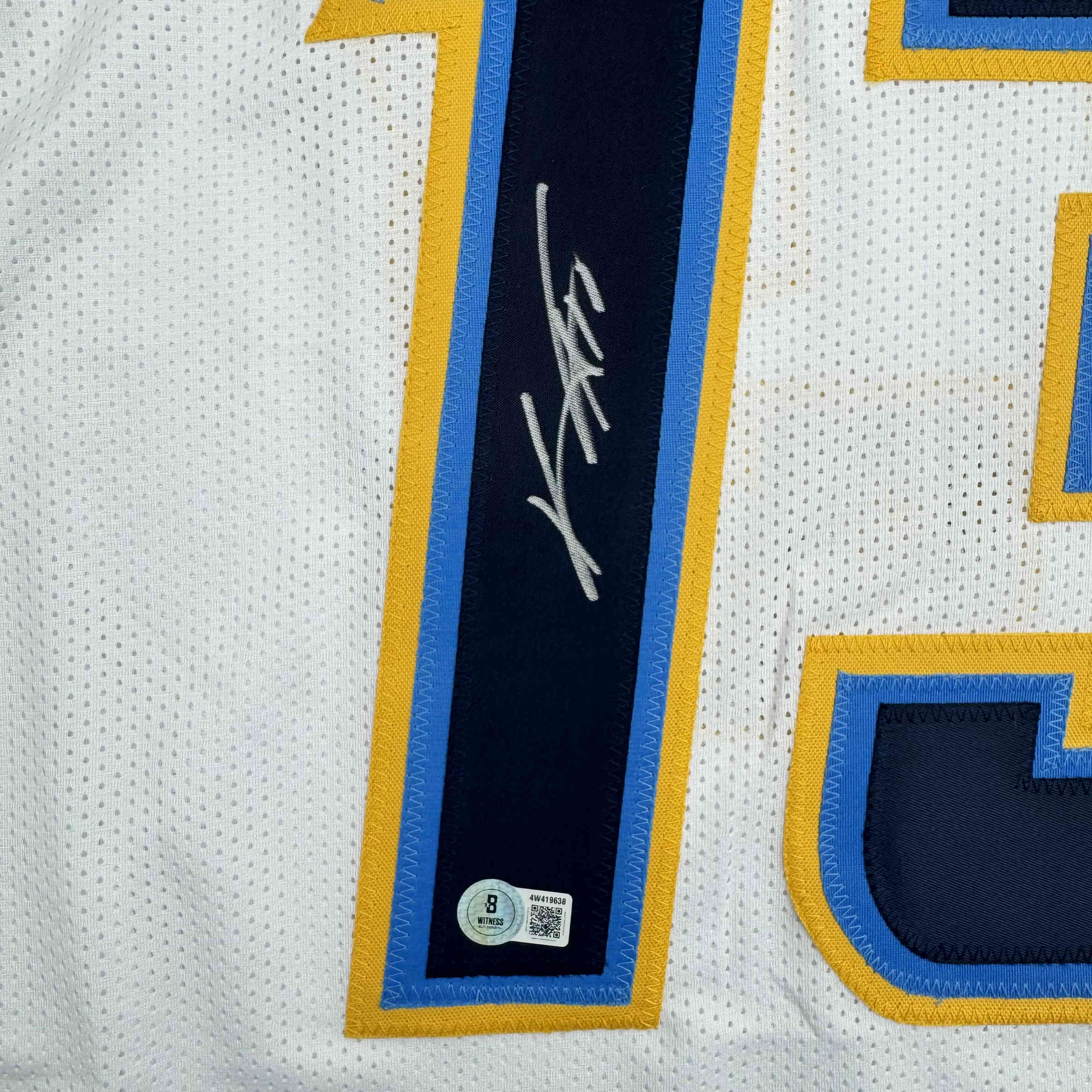 autographed-signed-keenan-allen-los-angeles-la-white-football-jersey-beckett-bas-coa