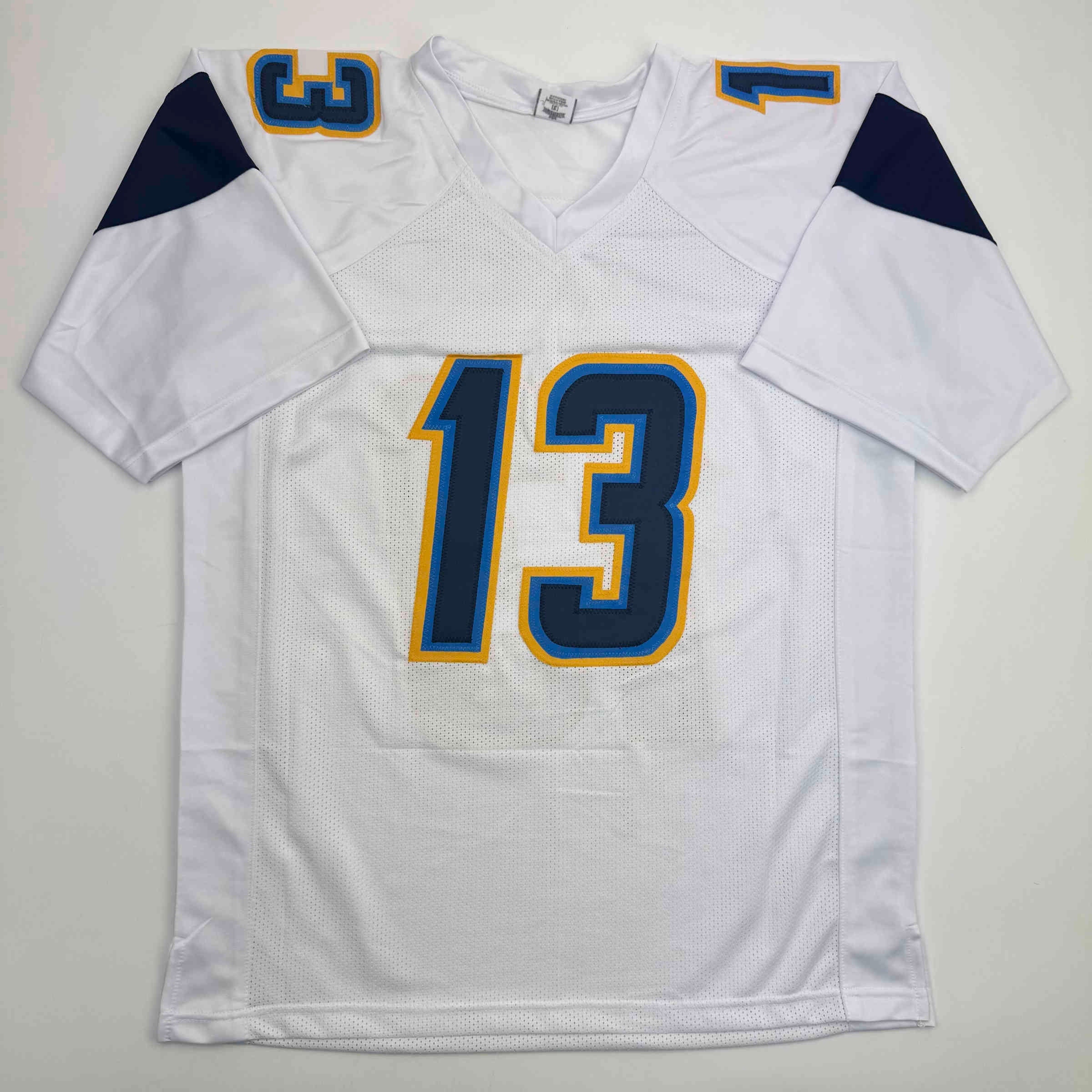 autographed-signed-keenan-allen-los-angeles-la-white-football-jersey-beckett-bas-coa
