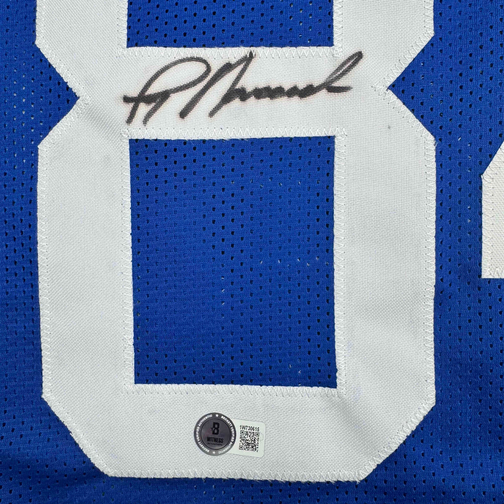 autographed-signed-jay-novacek-dallas-blue-football-jersey-beckett-bas-coa