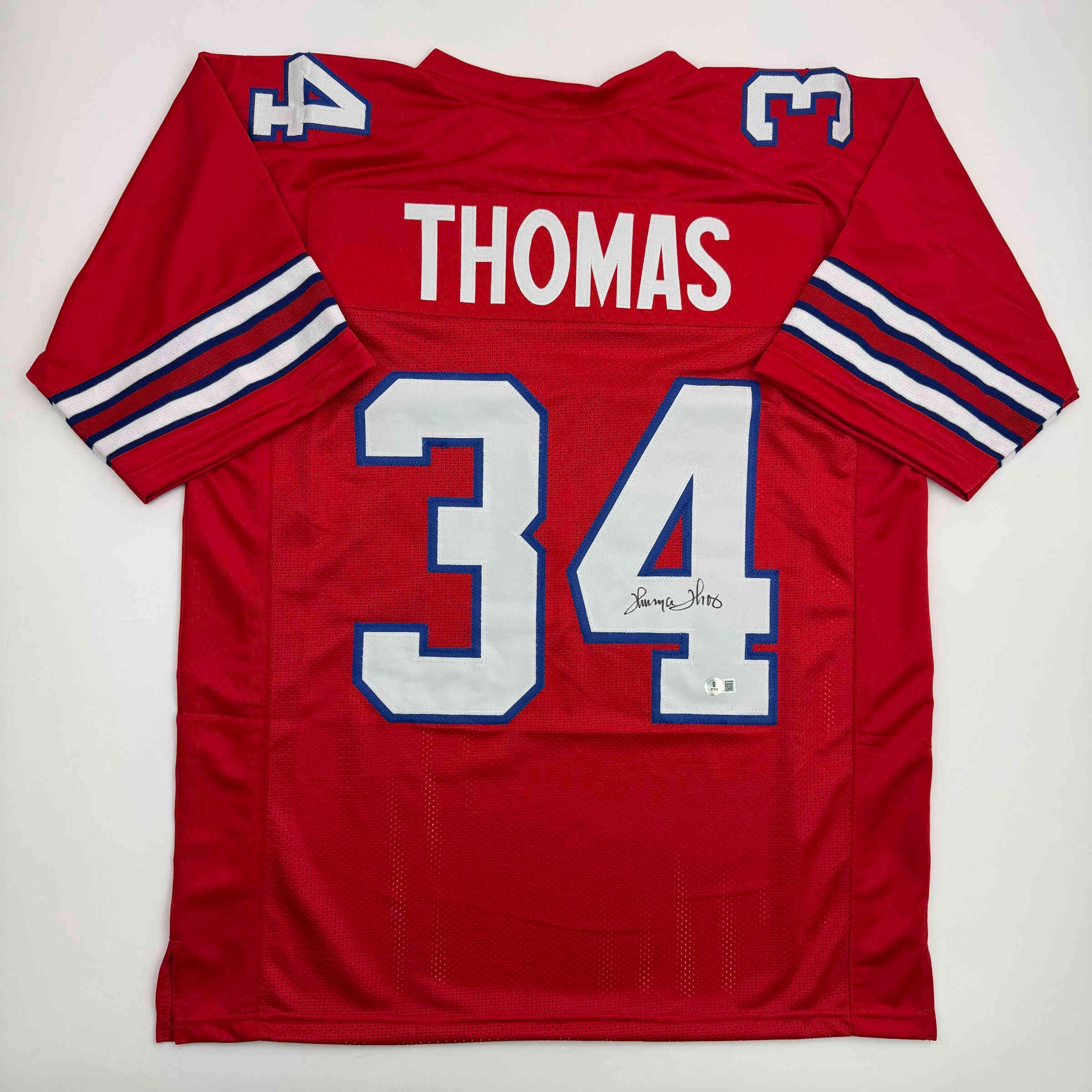 autographed-signed-thurman-thomas-buffalo-red-football-jersey-jsa-coa