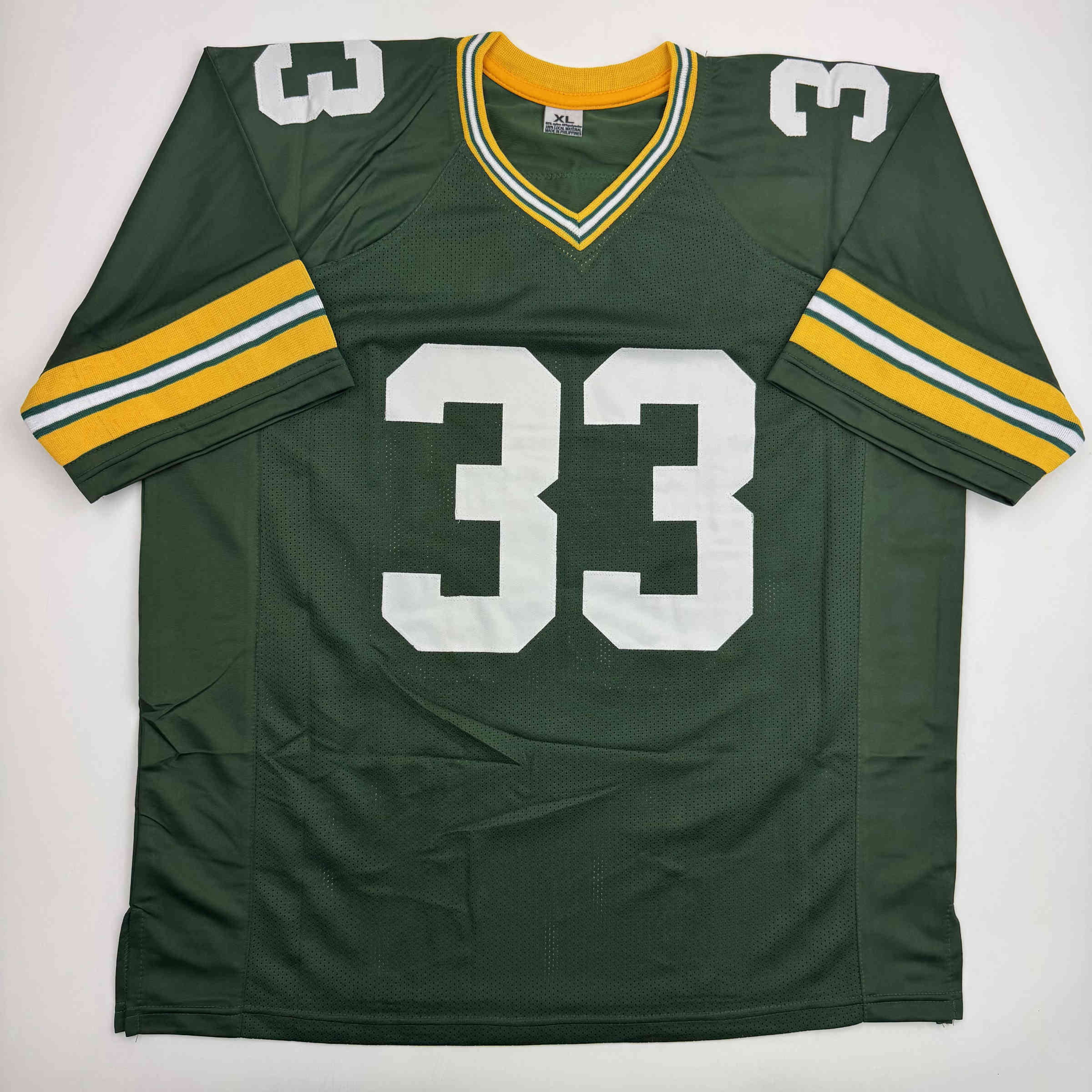 autographed-signed-aaron-jones-green-bay-green-football-jersey-beckett-bas-coa