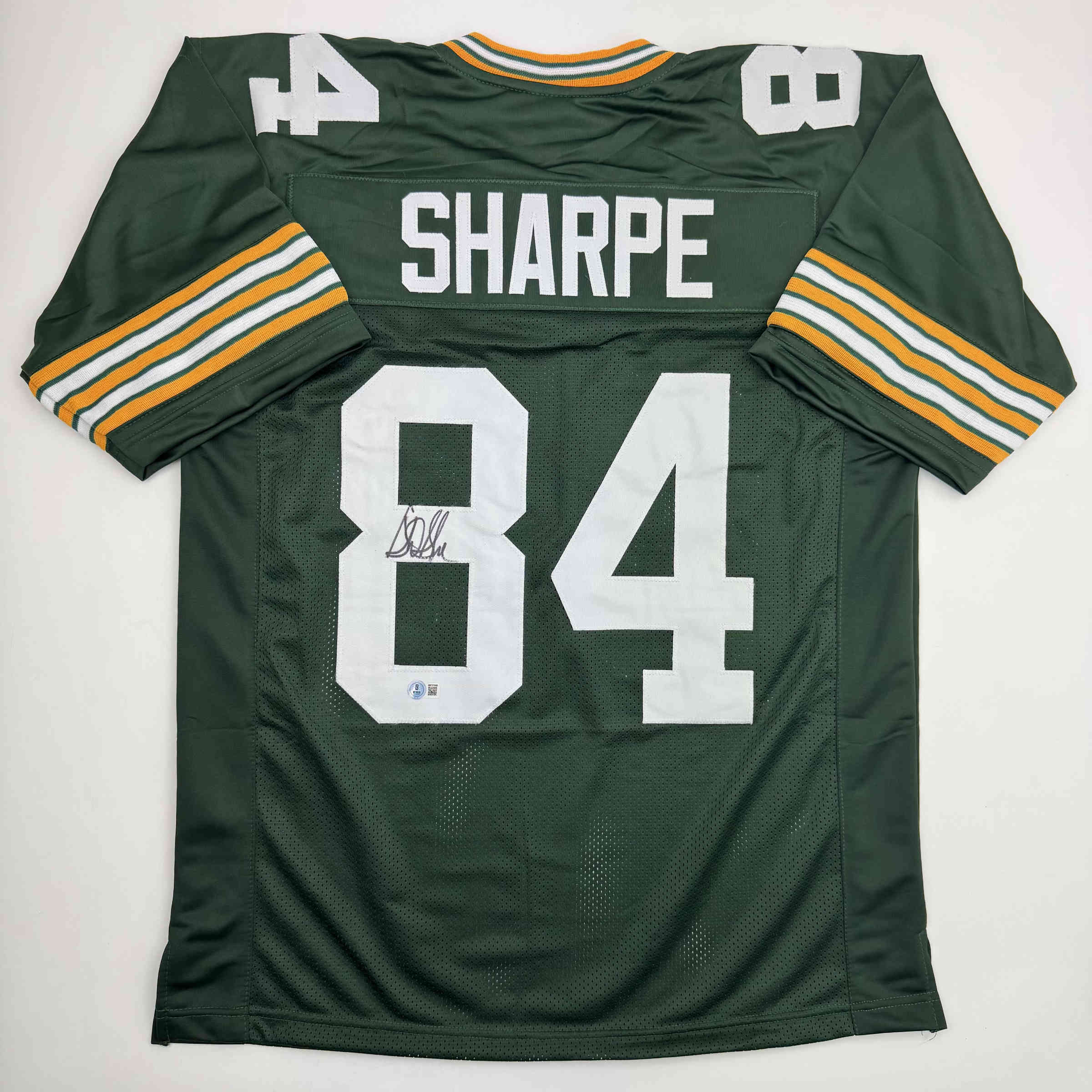 autographed-signed-sterling-sharpe-green-bay-green-football-jersey-beckett-bas-coa