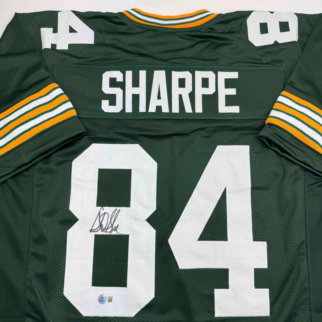 autographed-signed-sterling-sharpe-green-bay-green-football-jersey-beckett-bas-coa