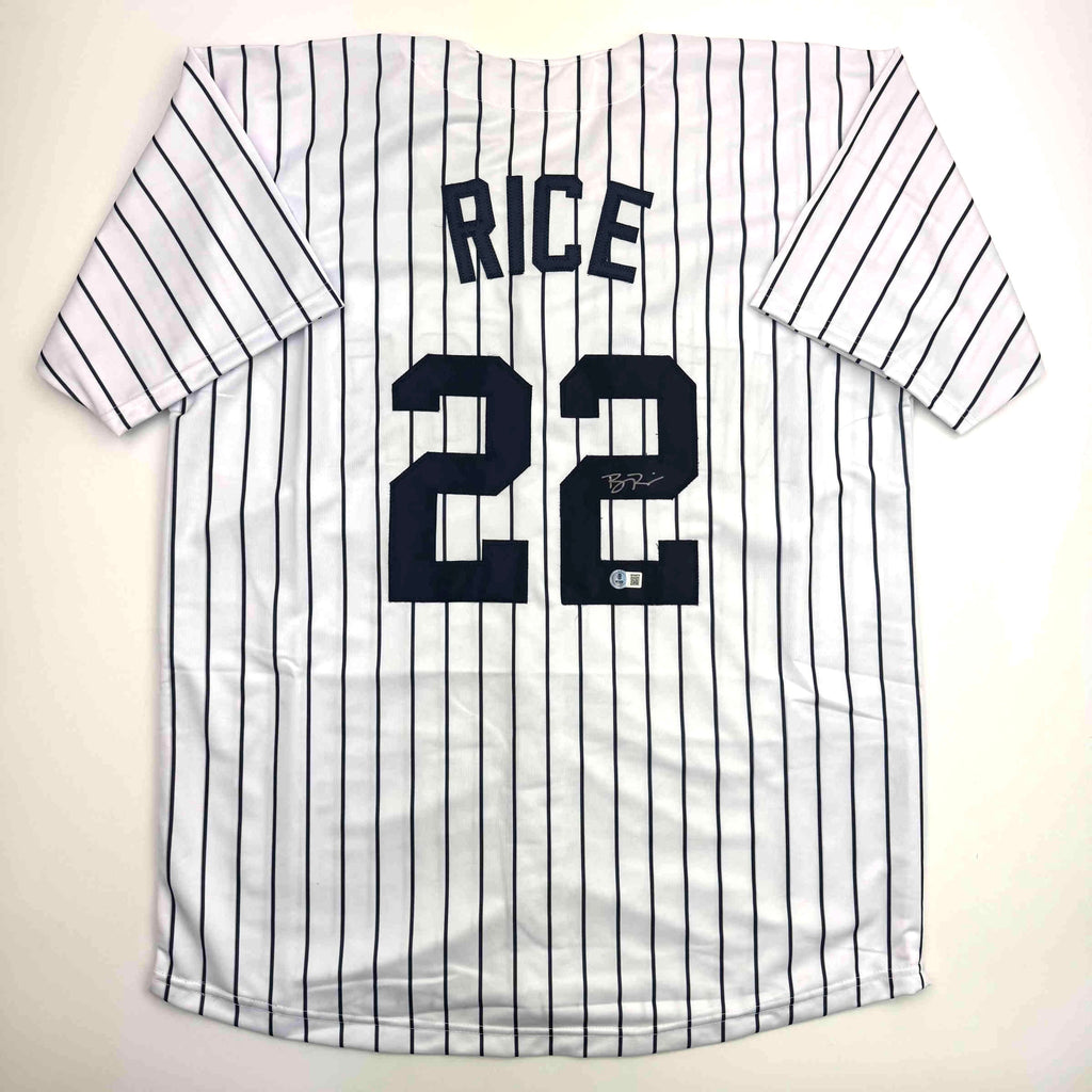 autographed-signed-ben-rice-new-york-pinstripe-baseball-jersey-jsa-coa