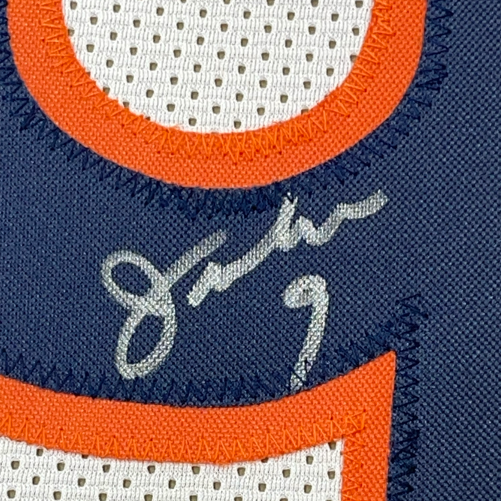 Framed Autographed/Signed Jim McMahon 35x39 Chicago White Football Jersey JSA COA