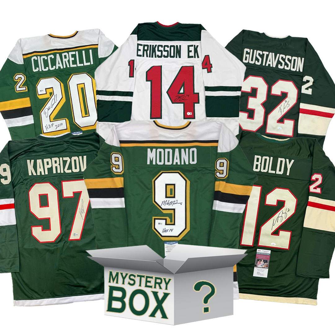 autographed-signed-minnesota-hockey-jersey-mystery-box-with-psa-jsa-or-beckett-coa