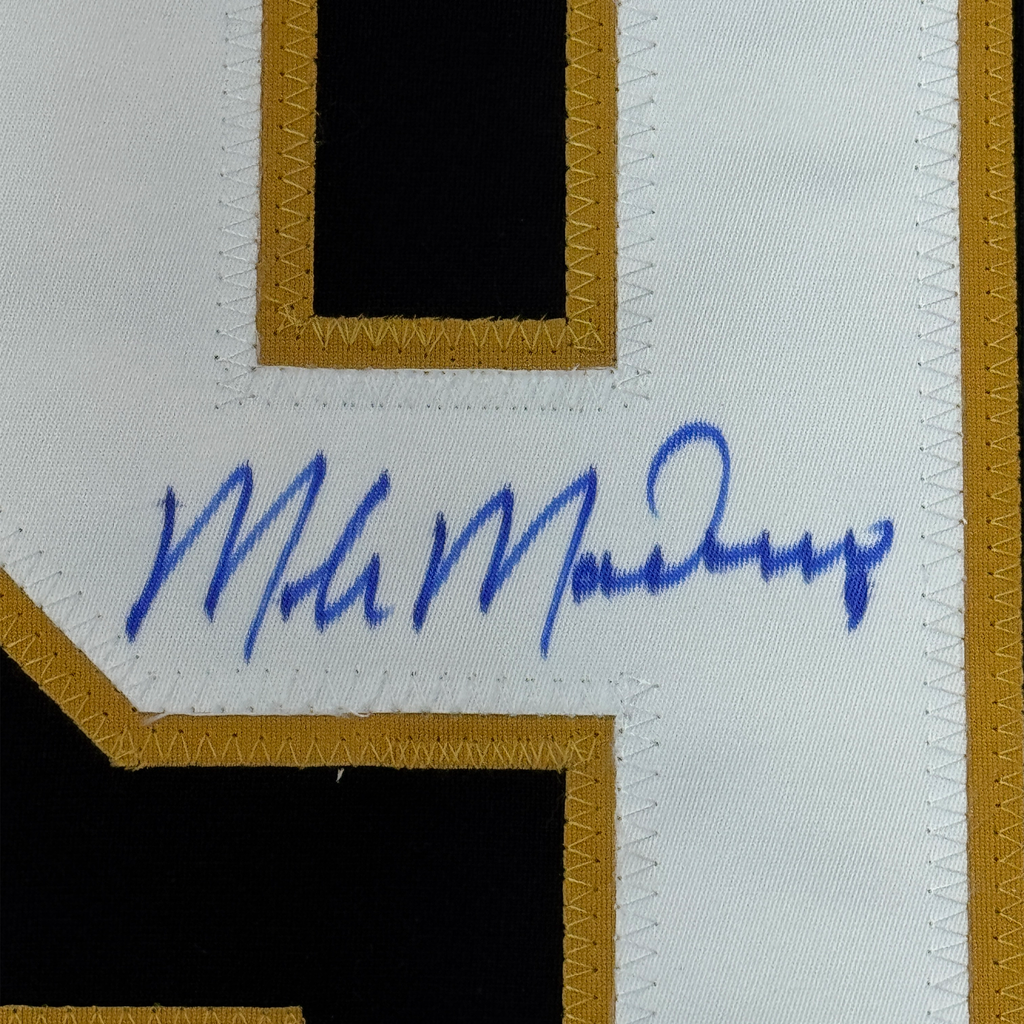 Framed Autographed/Signed Mike Modano 35x39 Dallas Black Hockey Jersey Beckett BAS COA