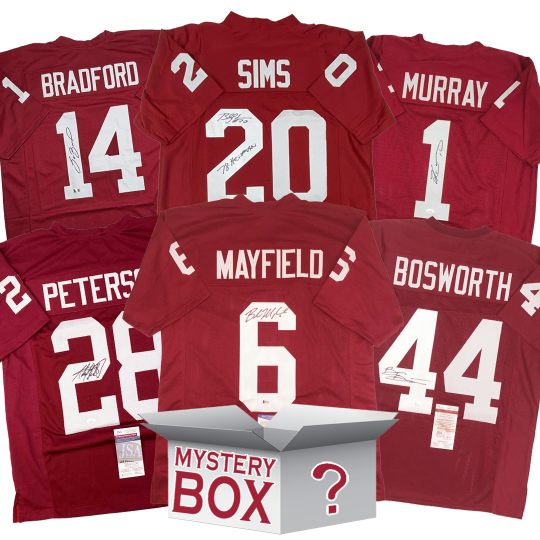 autographed-signed-university-of-oklahoma-college-football-jersey-mystery-box-with-psa-jsa-or-beckett-coa