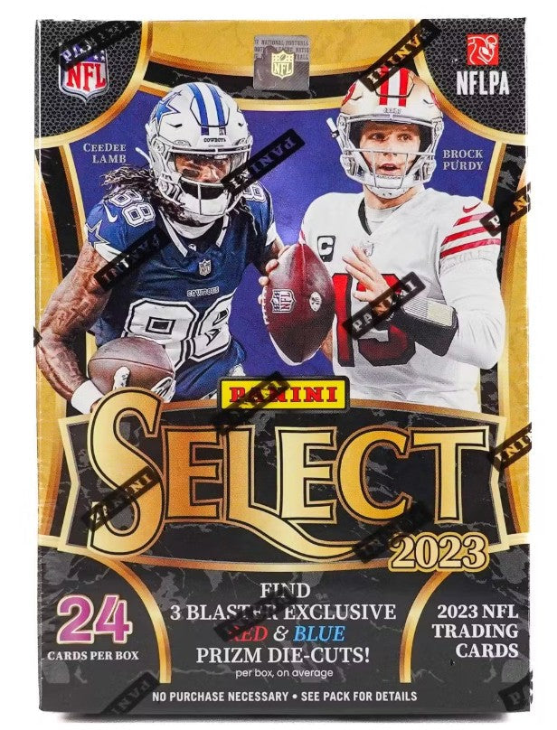 2023-panini-select-football-6-pack-blaster-box-red-blue-prizms