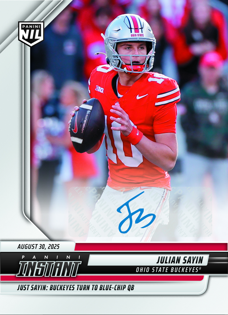 2025-panini-instant-julian-sayin-jsa-auto-99-just-sayin-buckeyes-turn-to-blue-chip-qb-ohio-state-buckeyes-rookie-rc-football-card