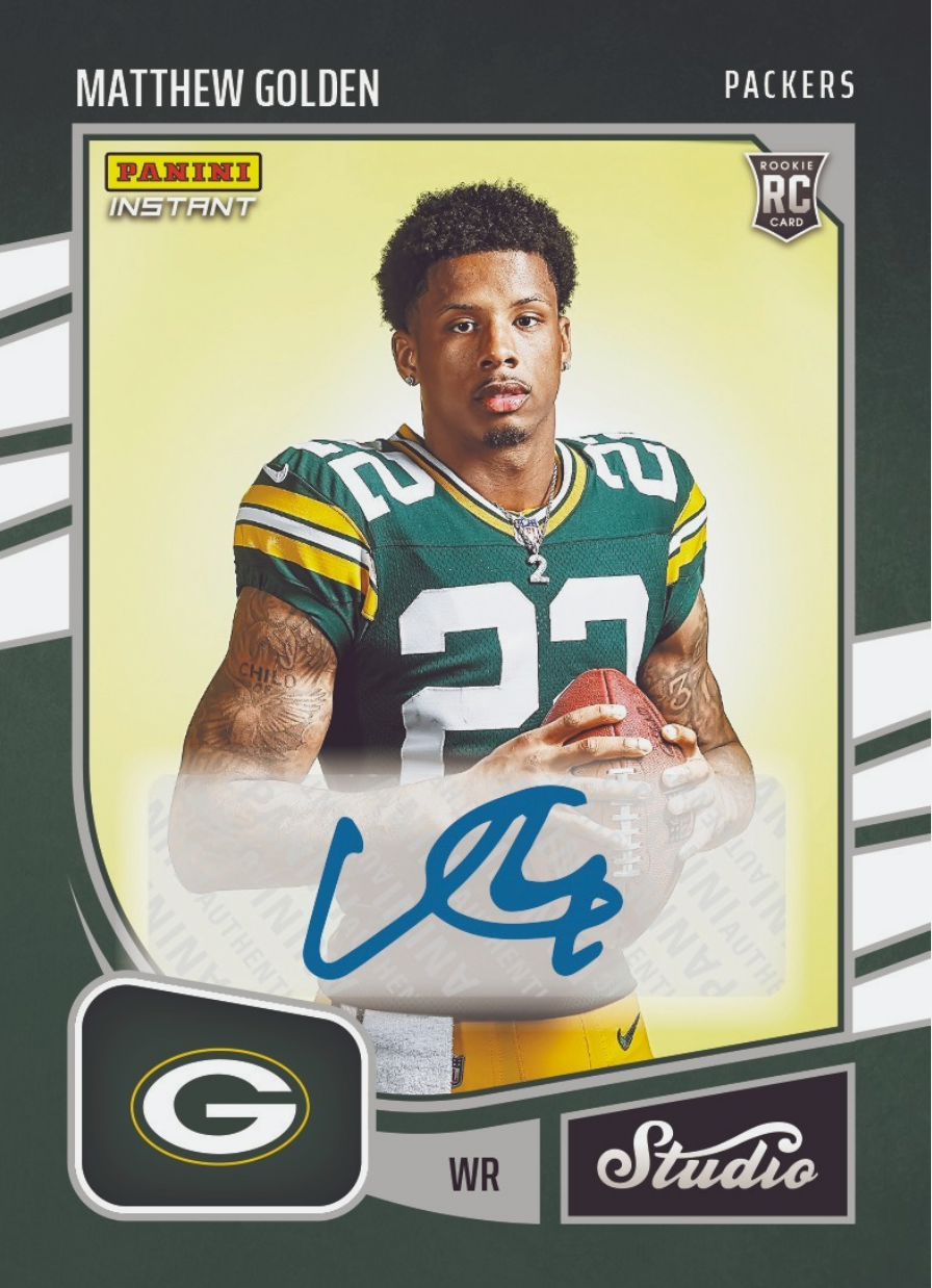 2025-panini-instant-nfl-matthew-golden-sr21-studio-rookies-auto-99-green-bay-packers-rookie-rc-football-card