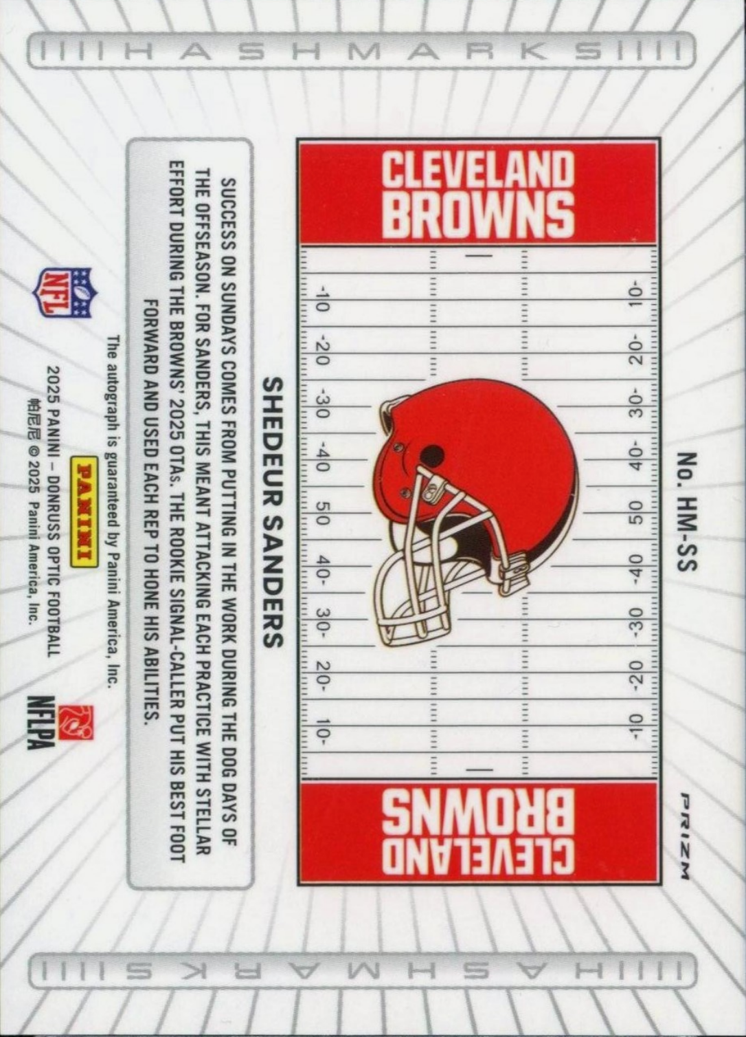 2025-panini-donruss-optic-shedeur-sanders-hm-ss-hashmarks-prizm-auto-rookie-rc-football-card