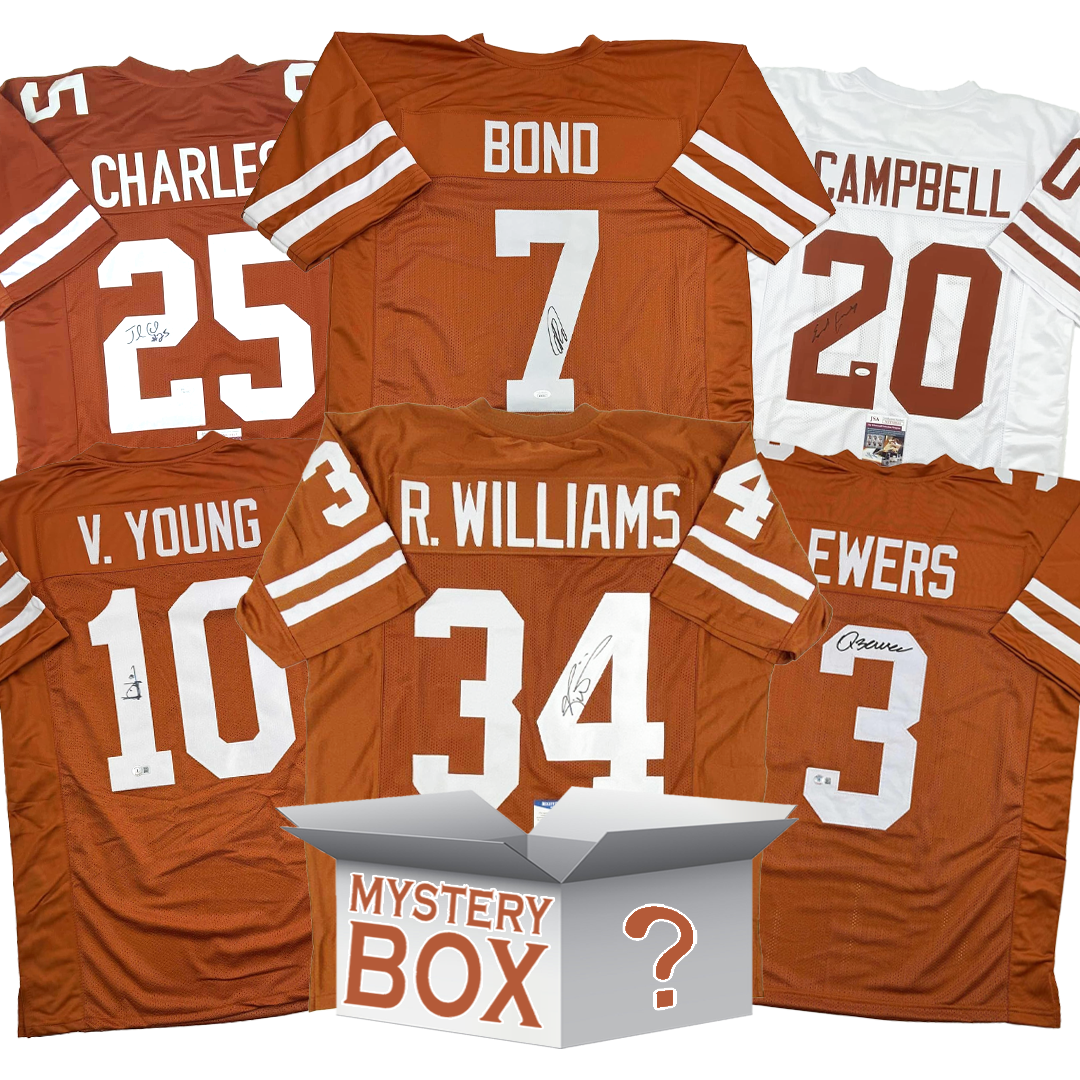 autographed-signed-university-of-texas-college-football-jersey-mystery-box-with-psa-jsa-or-beckett-coa