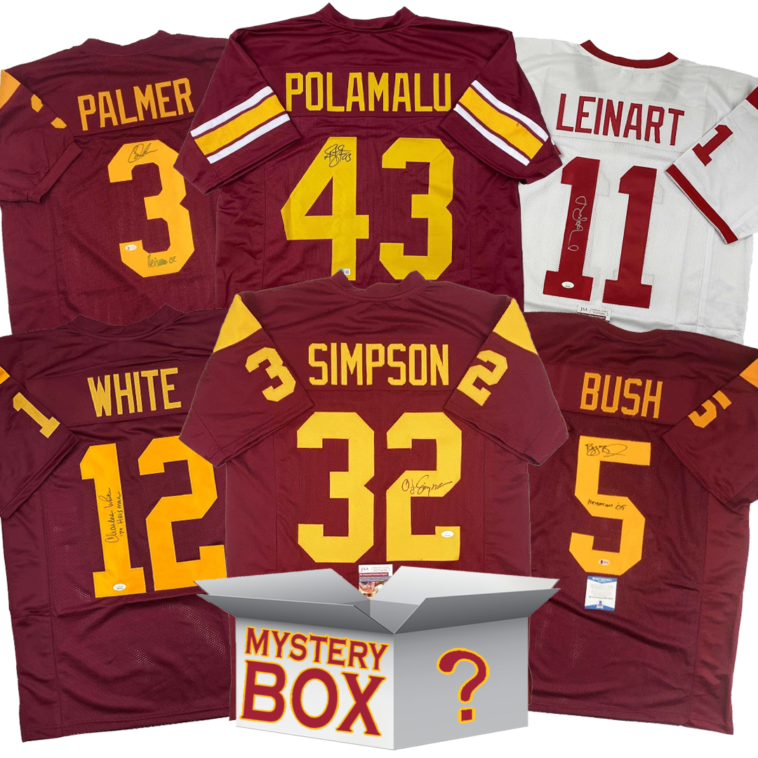 autographed-signed-usc-university-of-southern-california-college-football-jersey-mystery-box-with-psa-jsa-or-beckett-coa
