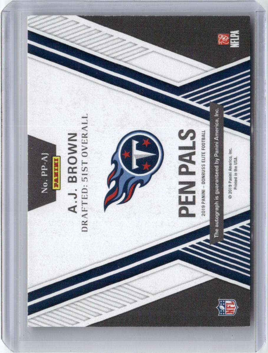 2019-panini-donruss-elite-pen-pals-aj-brown-pp-aj-autograph-rookie-rc-football-card