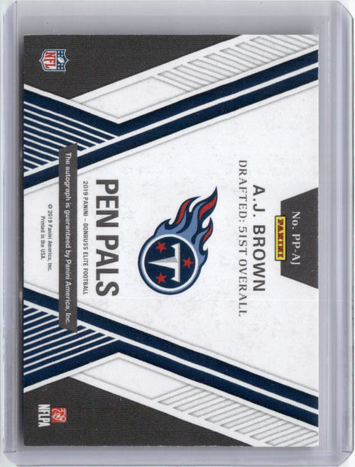 2019-panini-donruss-elite-pen-pals-aj-brown-pp-aj-autograph-rookie-rc-football-card