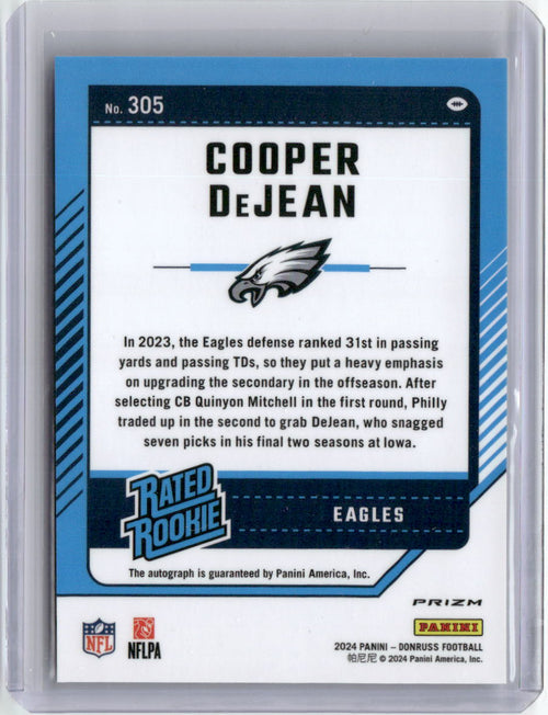 2024-panini-donruss-optic-prizm-cooper-dejean-305-auto-rookie-rc-football-card