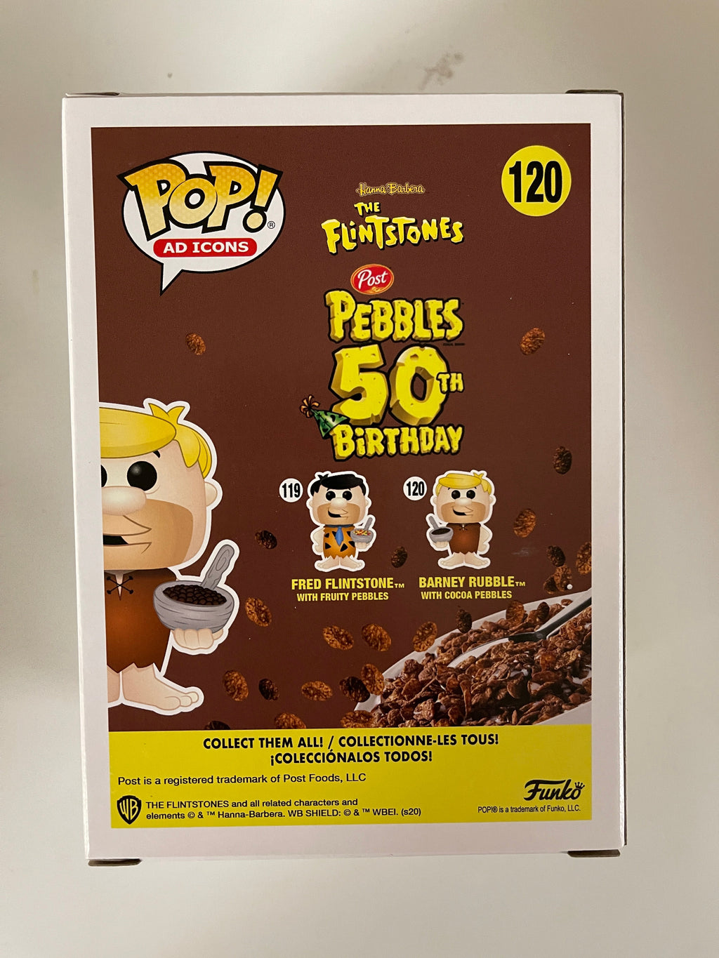 Funko Pop! Ad Icons Barney Rubble W/ Cocoa Pebbles #120 Post Cereal Flintstones