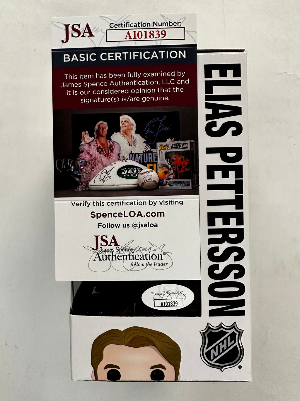 Elias Pettersson Signed Vancouver Canucks Funko Pop! #52 With JSA COA NHL Hockey