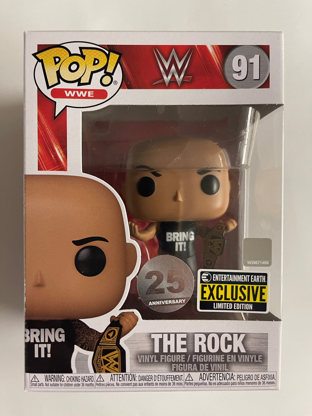 Funko Pop! WWE The Rock With Championship Belt #91 Entertainment Earth EE Exclusive