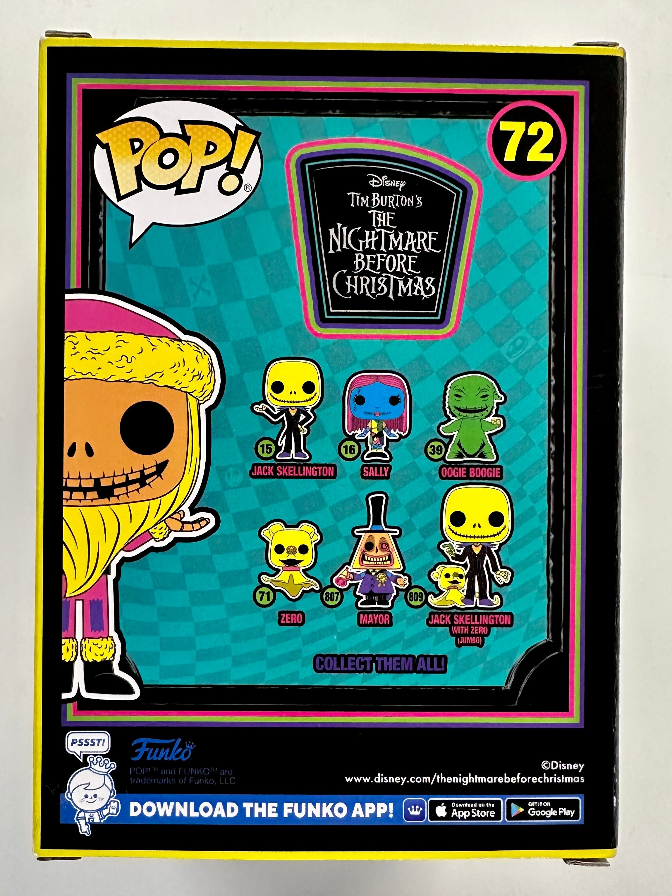 Funko Pop! Disney Black Light Santa Jack Skellington #72 NBC 2022 Exclusive