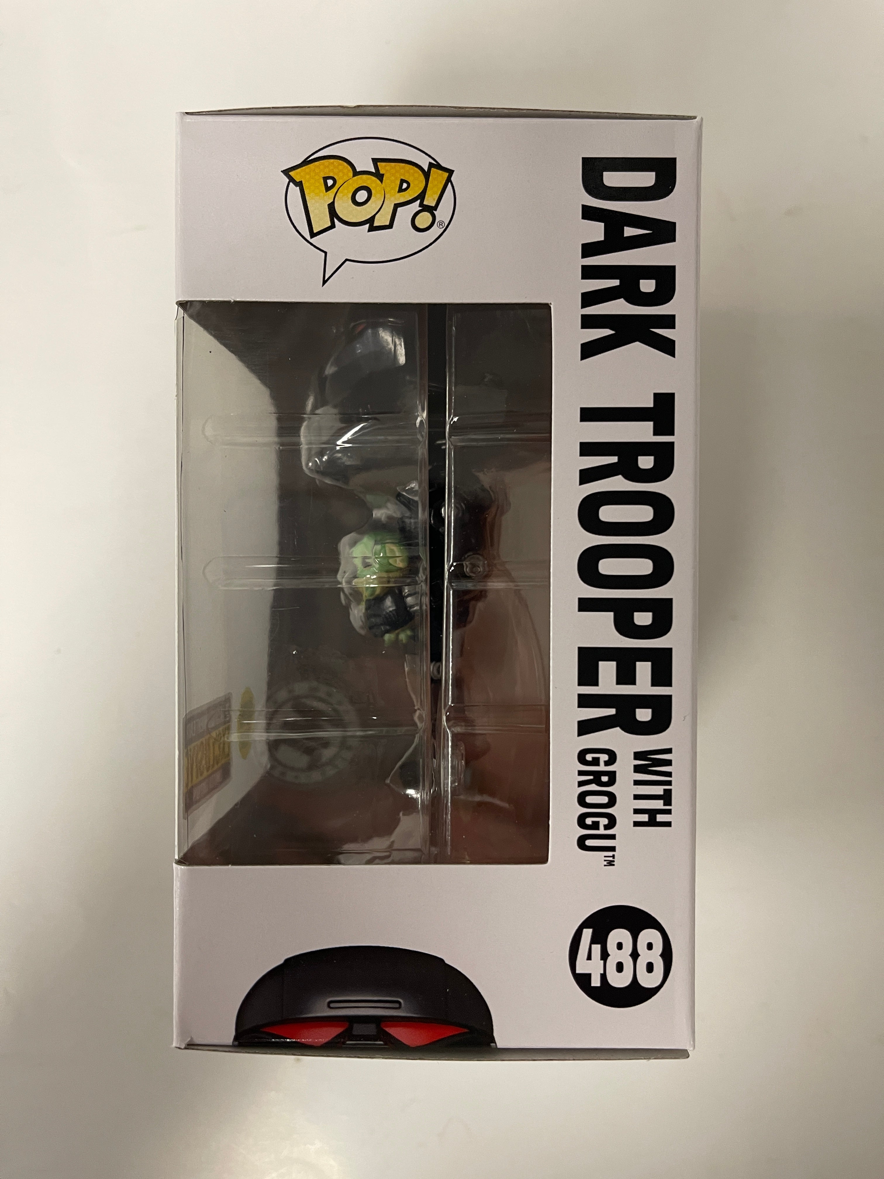 Funko Pop! Flying Dark Trooper With Grogu #488 Star Wars Glow EE 2022 Exclusive