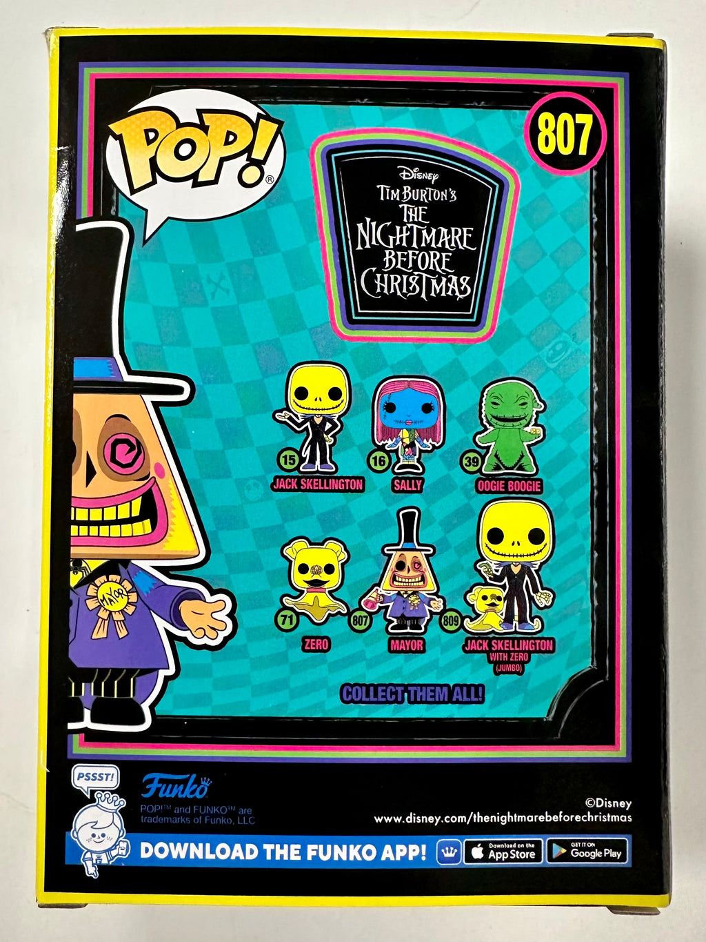 Funko Pop! Disney Black Light Mayor #807 Nightmare Before Christmas 2022 (Box Dmg)